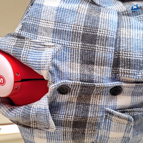 NWT Hurley Plaid Thick Soft Blue/Grey/White Flannel Long Shacket Size M - Picture 6 of 10